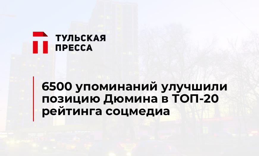 6500 упоминаний улучшили позицию Дюмина в ТОП-20 рейтинга соцмедиа