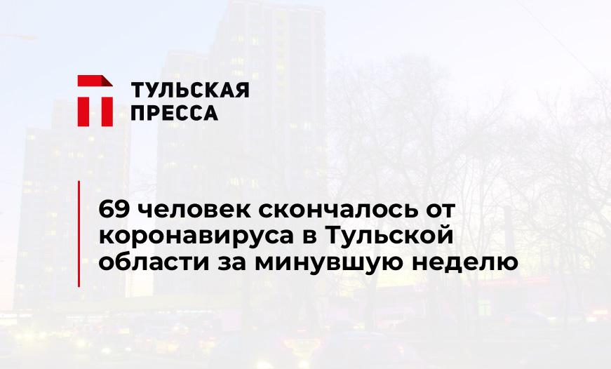 69 человек скончалось от коронавируса в Тульской области за минувшую неделю