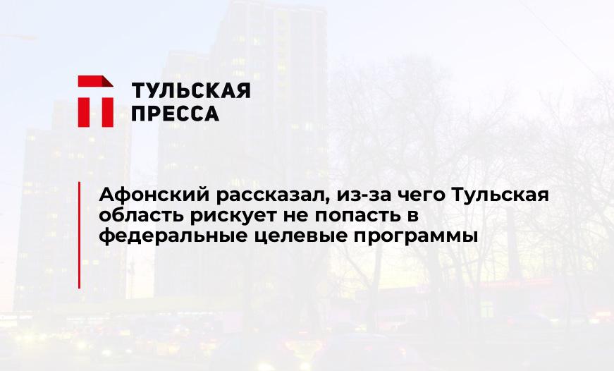 Афонский рассказал, из-за чего Тульская область рискует не попасть в федеральные целевые программы