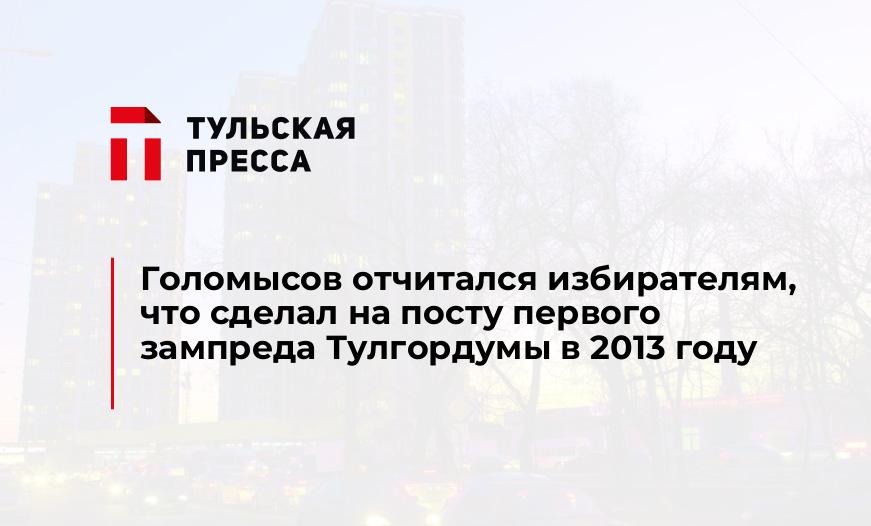 Голомысов отчитался избирателям, что сделал на посту первого зампреда Тулгордумы в 2013 году