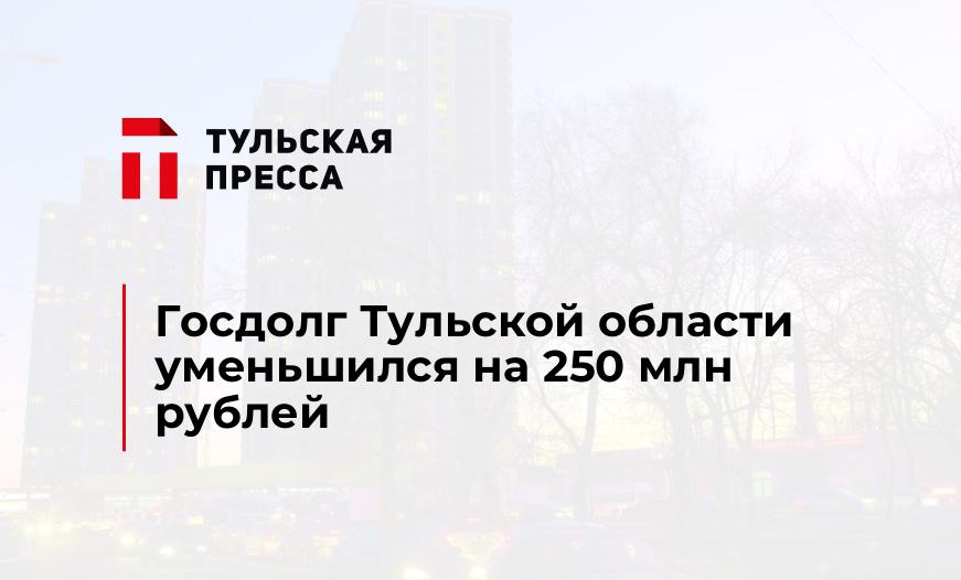 Госдолг Тульской области уменьшился на 250 млн рублей