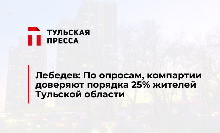 Лебедев: По опросам, компартии доверяют порядка 25% жителей Тульской области