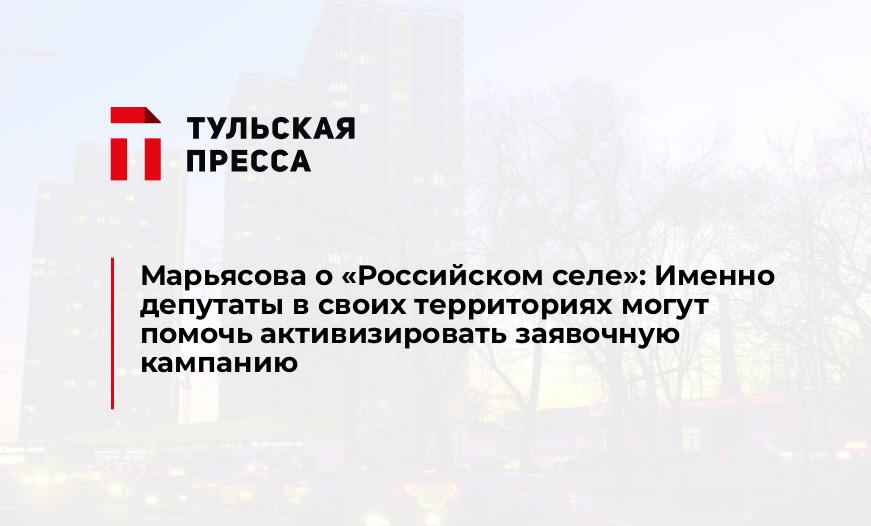 Марьясова о "Российском селе": Именно депутаты в своих территориях могут помочь активизировать заявочную кампанию