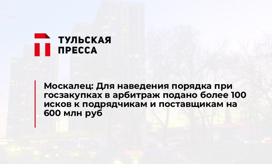 Москалец: Для наведения порядка при госзакупках в арбитраж подано более 100 исков к подрядчикам и поставщикам на 600 млн руб