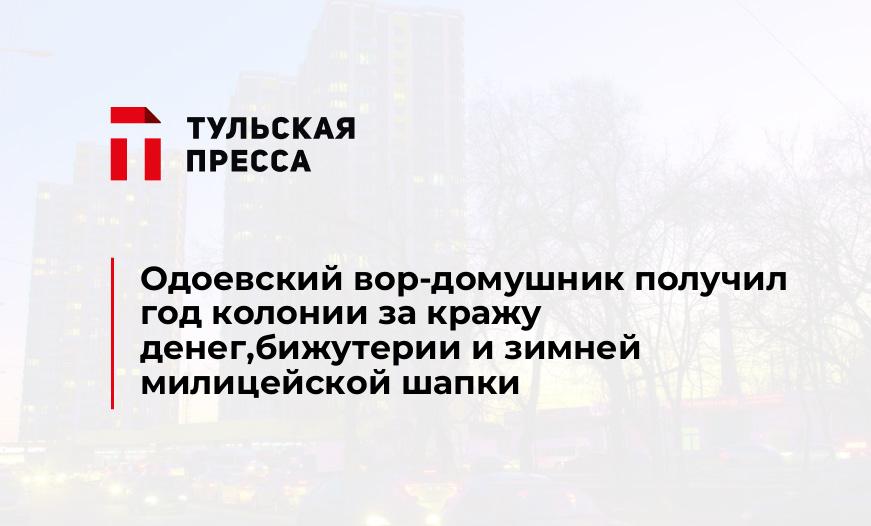 Одоевский вор-домушник получил год колонии за кражу денег,бижутерии и зимней милицейской шапки 