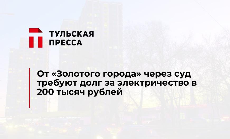 От «Золотого города» через суд требуют долг за электричество в 200 тысяч рублей
