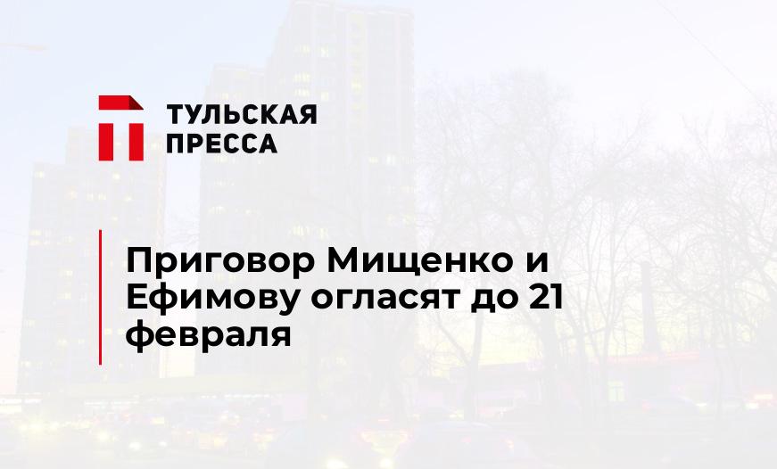 Приговор Мищенко и Ефимову огласят до 21 февраля