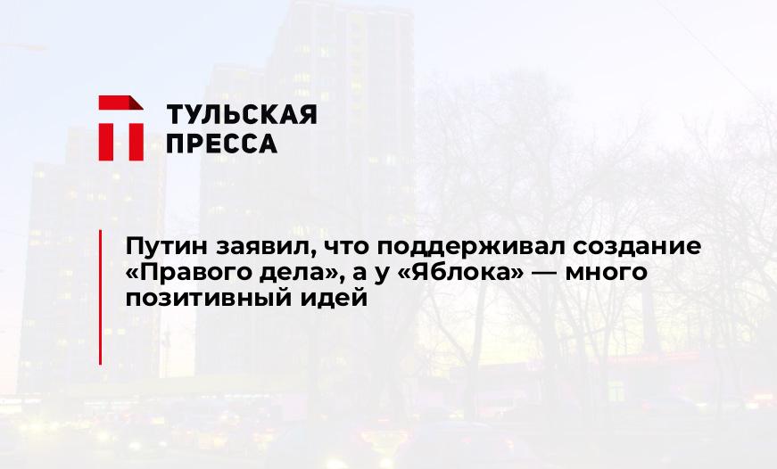 Путин заявил, что поддерживал создание "Правого дела", а у "Яблока" - много позитивный идей