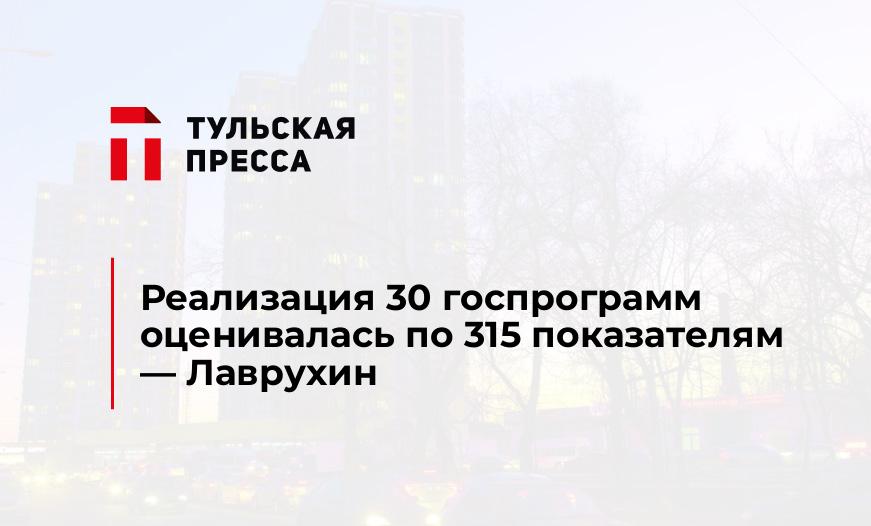 Реализация 30 госпрограмм оценивалась по 315 показателям - Лаврухин