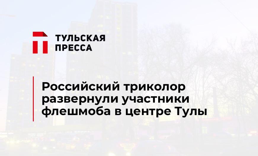 Российский триколор развернули участники флешмоба в центре Тулы