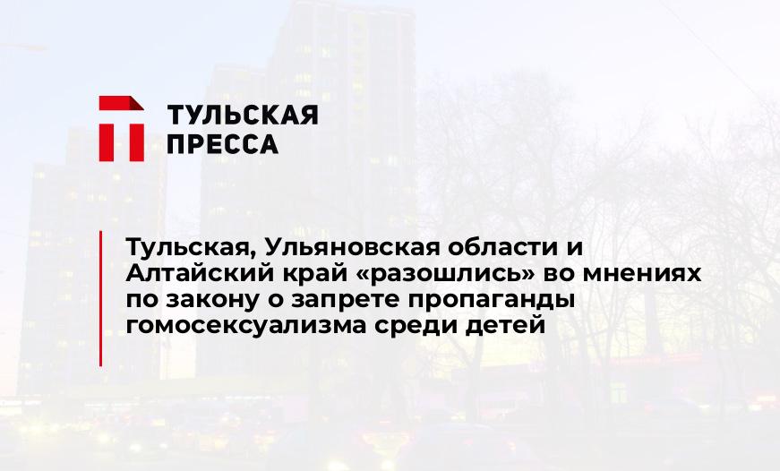 Тульская, Ульяновская области и Алтайский край "разошлись" во мнениях по закону о запрете пропаганды гомосексуализма среди детей