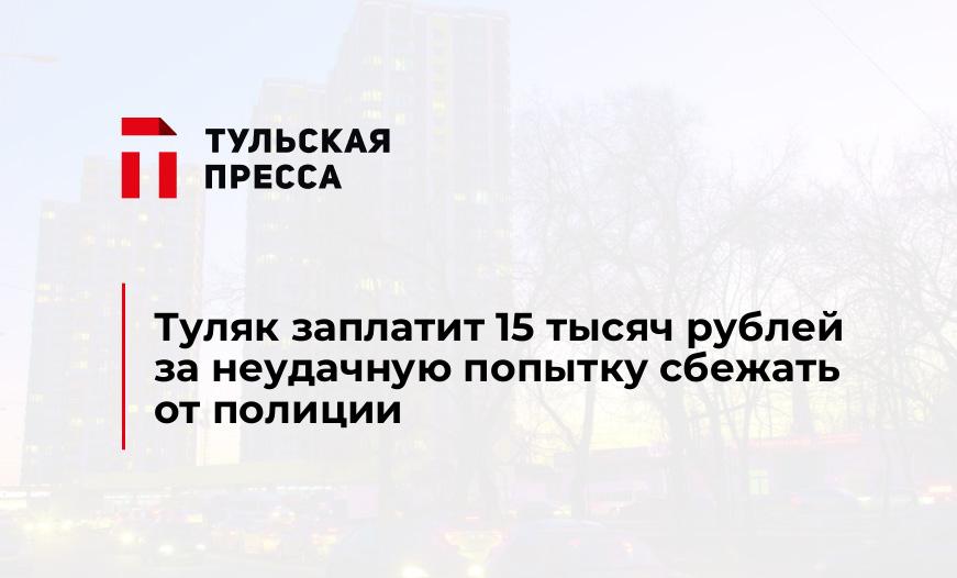 Туляк заплатит 15 тысяч рублей за неудачную попытку сбежать от полиции