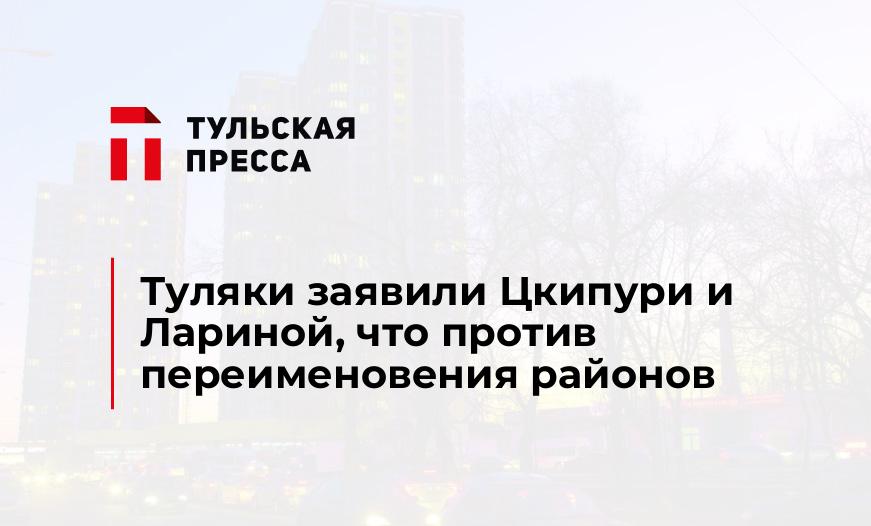 Туляки заявили Цкипури и Лариной, что против переименовения районов