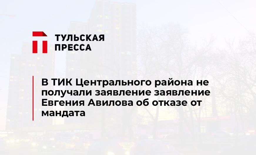 В ТИК Центрального района не получали заявление заявление Евгения Авилова об отказе от мандата