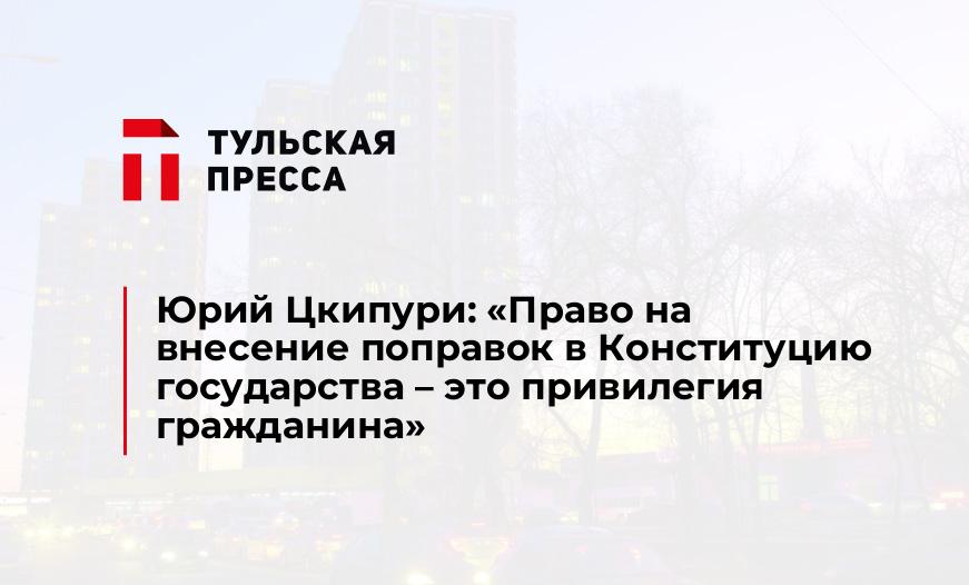 Юрий Цкипури: «Право на внесение поправок в Конституцию государства – это привилегия гражданина»