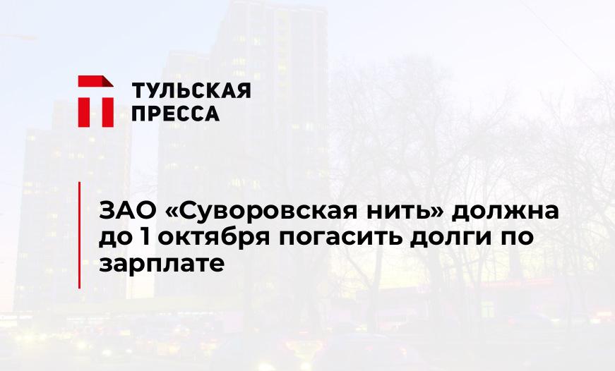ЗАО "Суворовская нить" должна до 1 октября погасить долги по зарплате