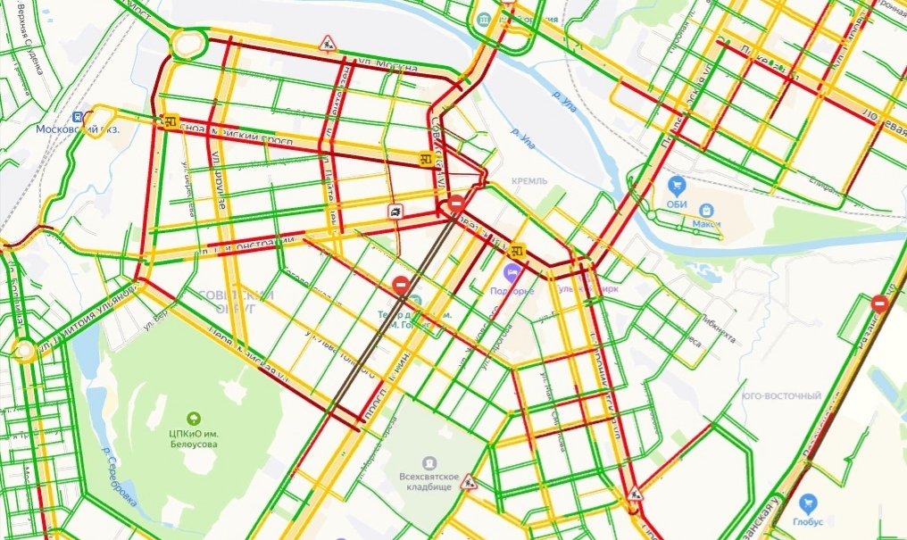 Пробки в туле карта