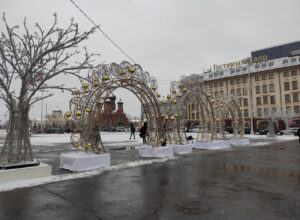 В Туле на площади Ленина установили новогоднюю арку