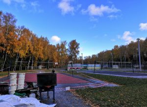 В парках Тулы ремонтируют покрытие на спортивных площадках