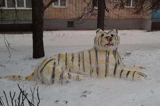 В Плавском районе слепили снежного тигра