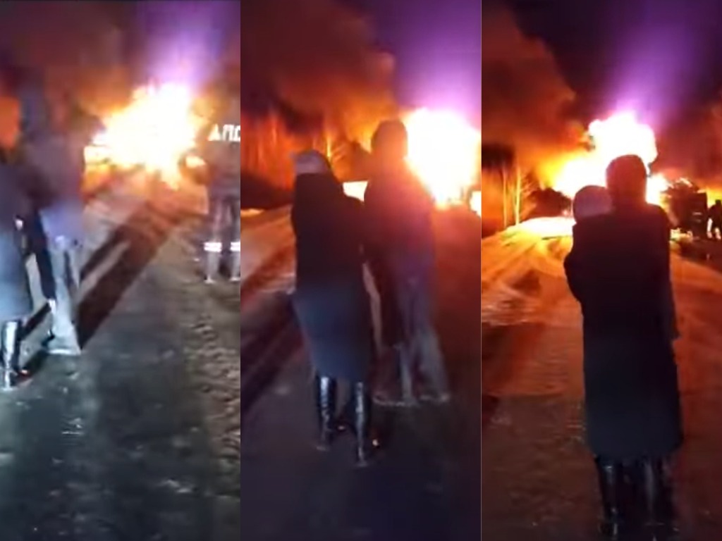 В Тульской области на трассе загорелась и взорвалась иномарка