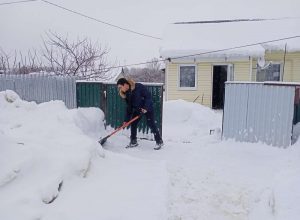Дубенские волонтеры помогают убирать снег одиноким пенсионерам