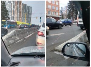 Тульские автомобилисты обеспокоены бетонным ограждением на ул. Оборонной