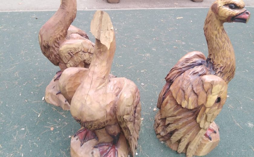 В алексинском парке «Жалка» вандалы снова испортили деревянные фигуры